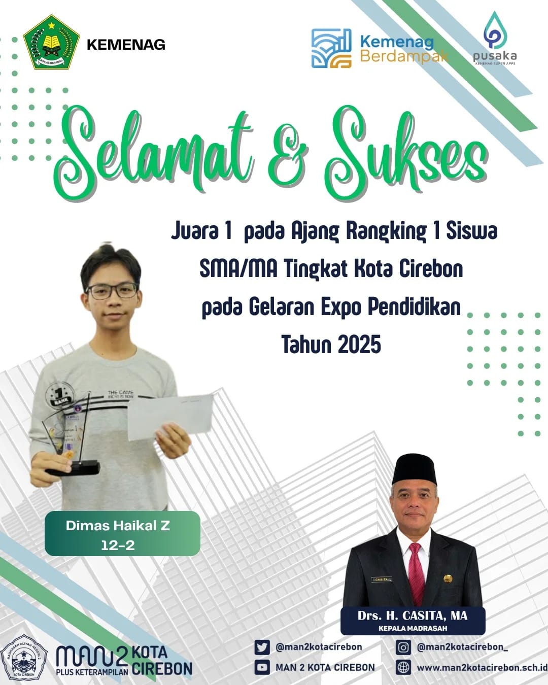 Juara 1 pada ajang rangking 1 Siswa, pada gelaran Expo Pendidikan